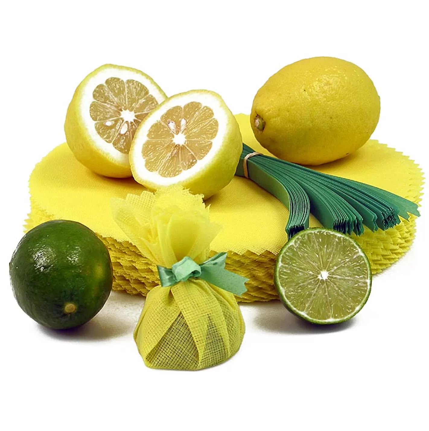 STAY SPICED The Original Lemon Wraps - Zitronenserviertuch, gelb, mit grüner Krawatte, 100 St Discount